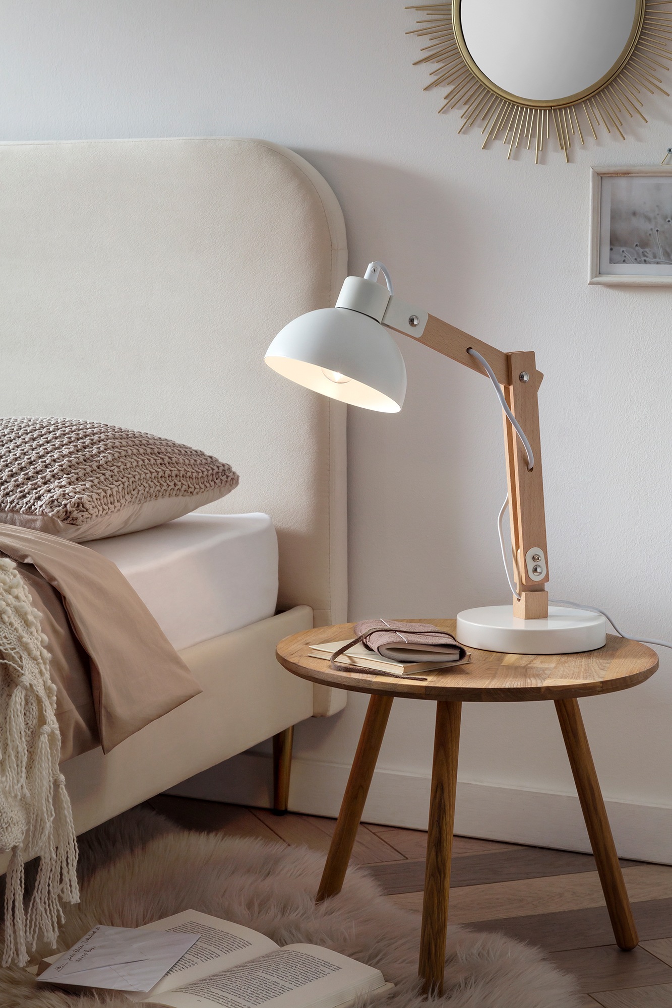 SALESFEVER Tischleuchte "Skjold", weiß, 1, H: 50cm, 1 Stk., Leuchten, mit beweglichem Gelenkarm, Schreibtischlampe Image