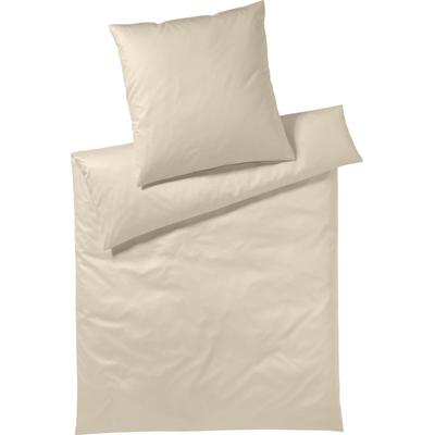 Bettwäsche YES FOR BED "Pure & Simple Uni in Gr. 135x200, 155x220 oder 200x200 cm", beige (natur), B/L: 135cm x 200cm, , Mako-Satin, B/L: 80cm x 80cm, Mako-Satin, Obermaterial: 100% Baumwolle, Bettwäsche, Bettwäsche aus Baumwolle, zeitlose...