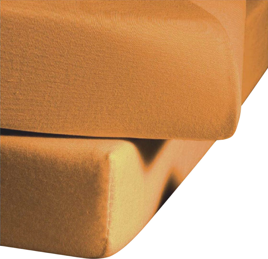 Spannbettlaken FLEURESSE "Ines hochwertiger Jersey aus reiner Baumwolle", beige, B:120cm L:200cm, Jersey, Obermaterial: 100% Baumwolle, Bettlaken, aus Baumwolle, für Matratzen bis 23 cm Höhe, Bettlaken, Spannbetttuch Image