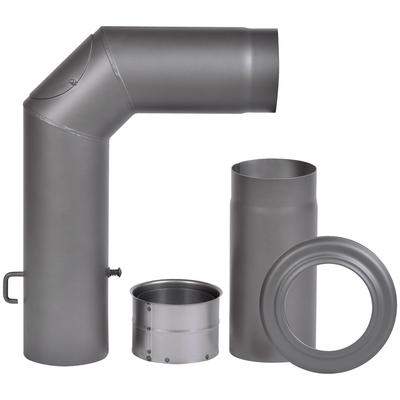 Ofenrohr FIREFIX, grau, B:15,4cm H:59,5cm L:48,5cm, Stahlblech, Rohre, Stahlblech, mit Verlängerung Image