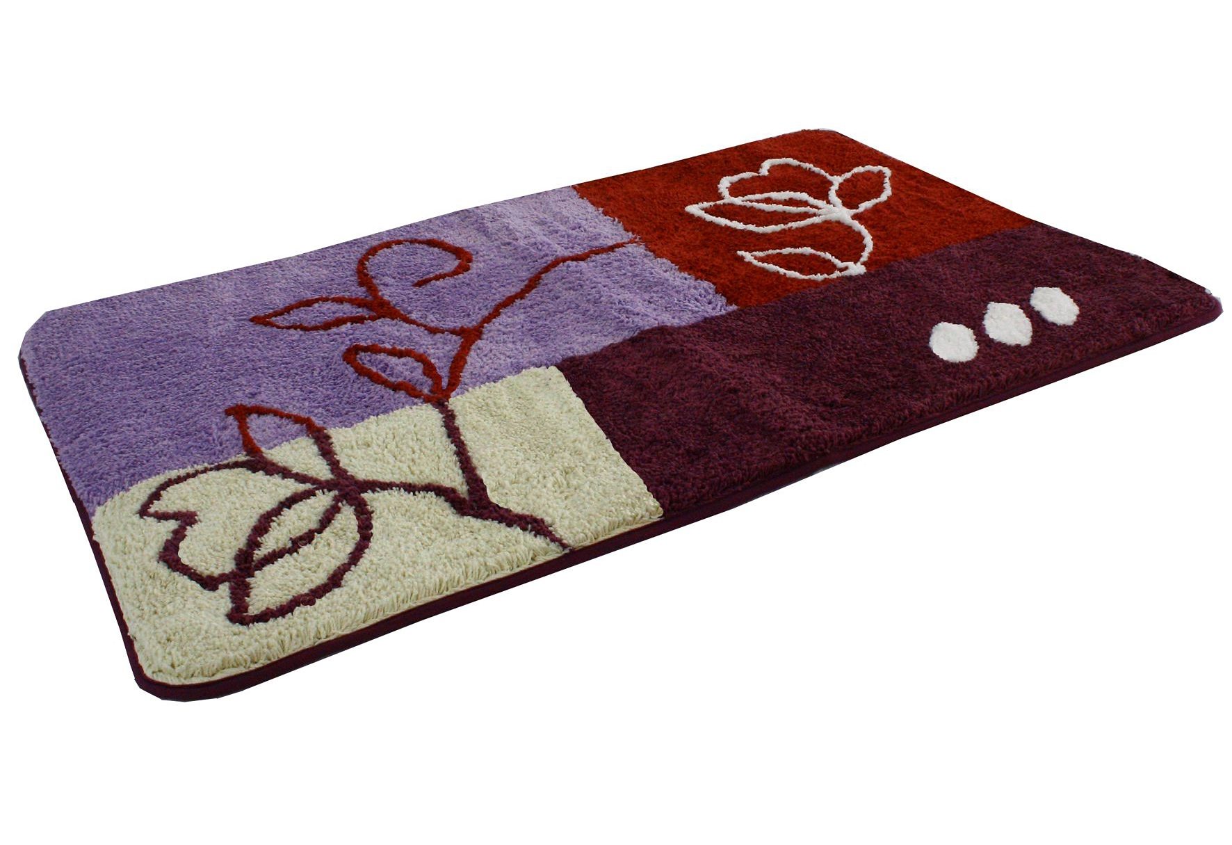 Badematte KINZLER "Gedinne" Gr. 7, lila (aubergine), H:20mm, Polyester, Badematten, Badematte, Badteppich, rund, modernes florales Patchwork Design, waschbar