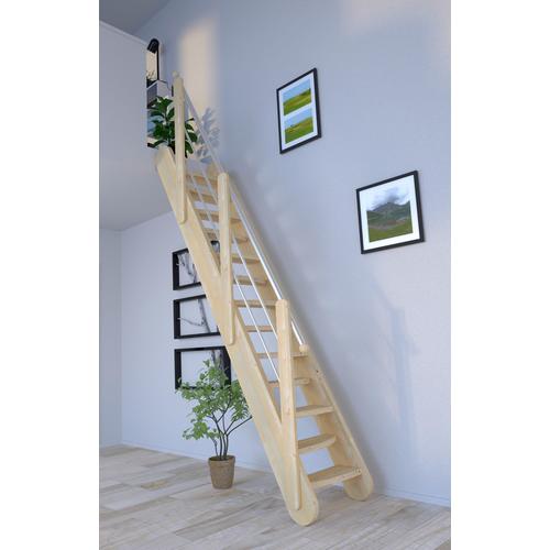 „STARWOOD Raumspartreppe „“Massivholz Samos, Holz-Edelstahl““ Treppen Durchgehende Wangenteile beige (natur) Treppen“