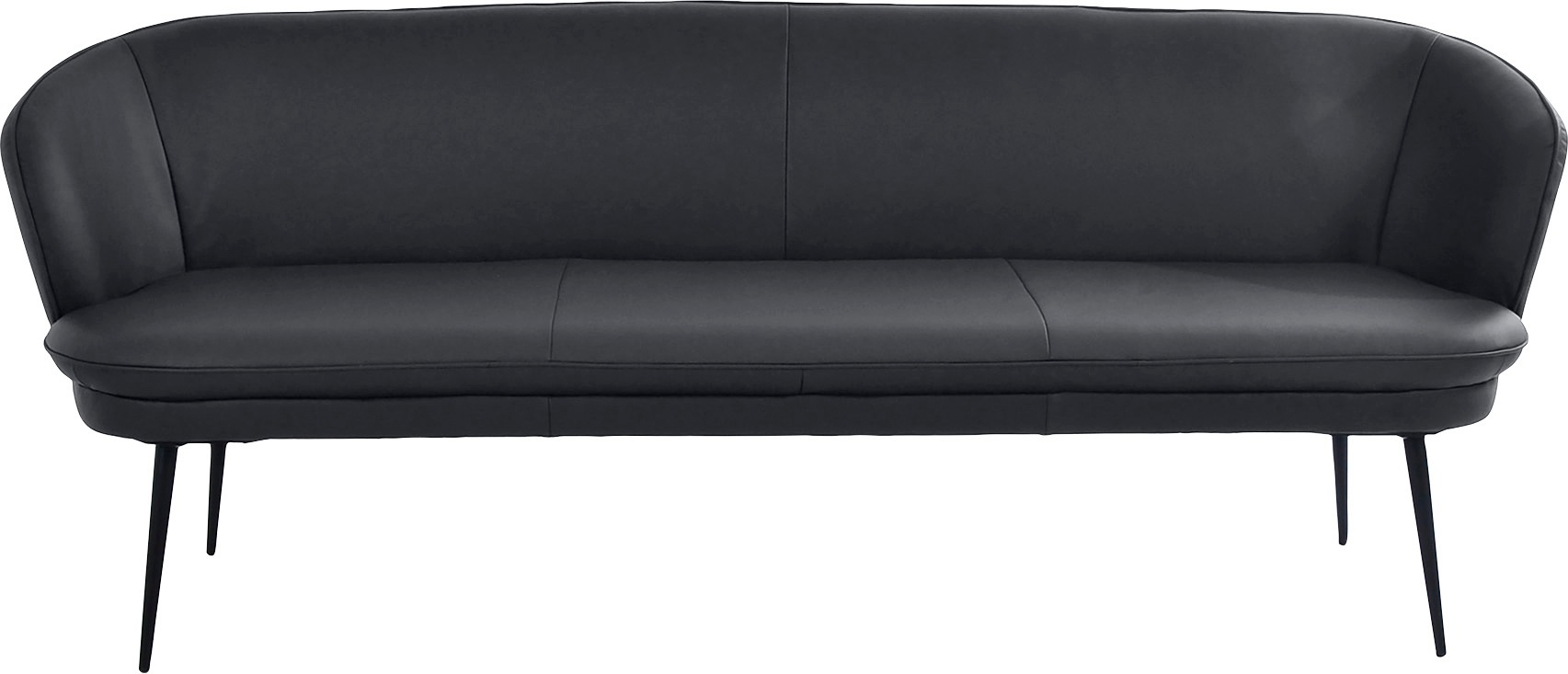 Polsterbank K+W KOMFORT & WOHNEN "ZOOM", schwarz (nero 81), B:222cm H:87cm T:66cm, Sitzbänke, 3-Sitzer Polsterbank mit dekorativen Keder