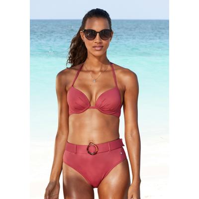 Push-Up-Bikini-Top S.OLIVER "Rome", Damen, Gr. 42, Cup B, rot (rostrot), Microfaser, Polyamid, unifarben, Bikini-Oberteile, in verschiedenen Unifarben Image
