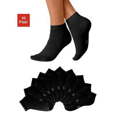 Kurzsocken H.I.S, Damen, Gr. 35-38, schwarz, Polyamid, Baumwolle, Elasthan, unifarben, elastisch, Socken, mit verstärkter Ferse und Spitze, Topseller Image