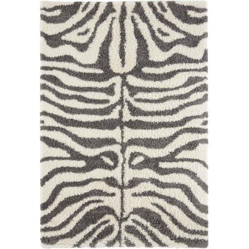 "Hochflor-Teppich MY HOME ""Maisie"" Teppiche Gr. B/L: 80 cm x 150 cm, 35 mm, 1 St., beige (creme, grau) Shaggyteppich Teppich Webteppich Esszimmerteppiche Teppiche Tier-Motiv, Zebra-Design, Schlafzimmer, Robust, Pflegeleicht"