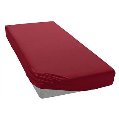 Spannbettlaken BELLANA "Zwirn-Elasthan deluxe in Gr. 90x200, 140x200 oder 180x200 cm", rot (rubin), B:90-120cm L:200-220cm, Jersey, Obermaterial: 97% Baumwolle, 3% Elasthan, Laken, aus Baumwolle, für Matratzen bis 35 cm Höhe, Bettlaken, Spannbetttuch Image