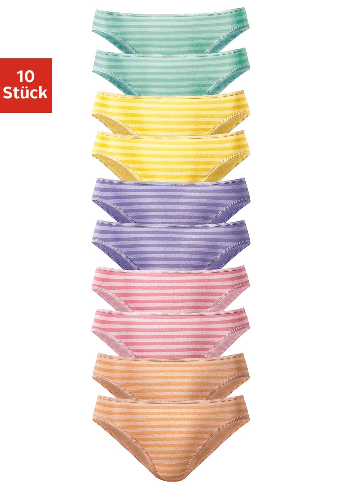 Bikinislip VIVANCE, Kinder, Gr. 140, bunt (gestreift), Jersey, Obermaterial: 95% Baumwolle, 5% Elasthan, gestreift, Unterhosen Slip, schöner Basicartikel in tollen Farben - passend für jeden Tag Image