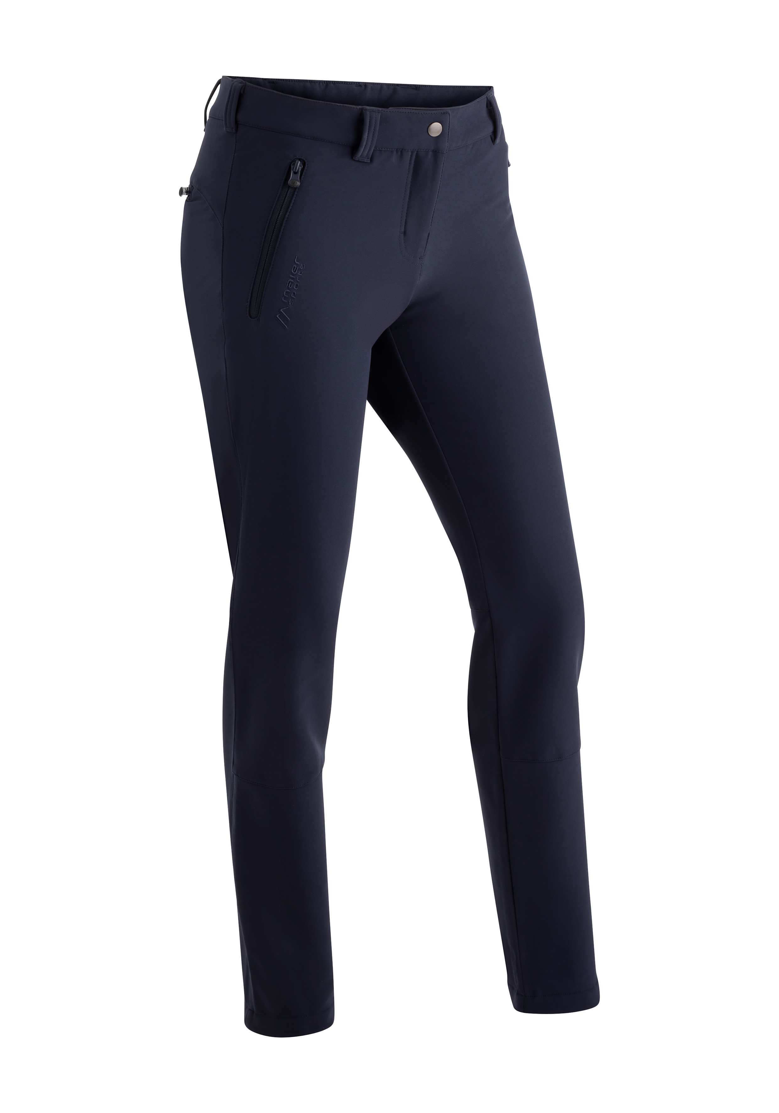 Funktionshose MAIER SPORTS "Helga slim", Damen, Gr. 48, Normalgrößen, blau (dunkelblau), 90% Polyester, 10% Elasthan, Hosen, warme Damen Outdoorhose, robuste Wanderhose, Slim Fit Image