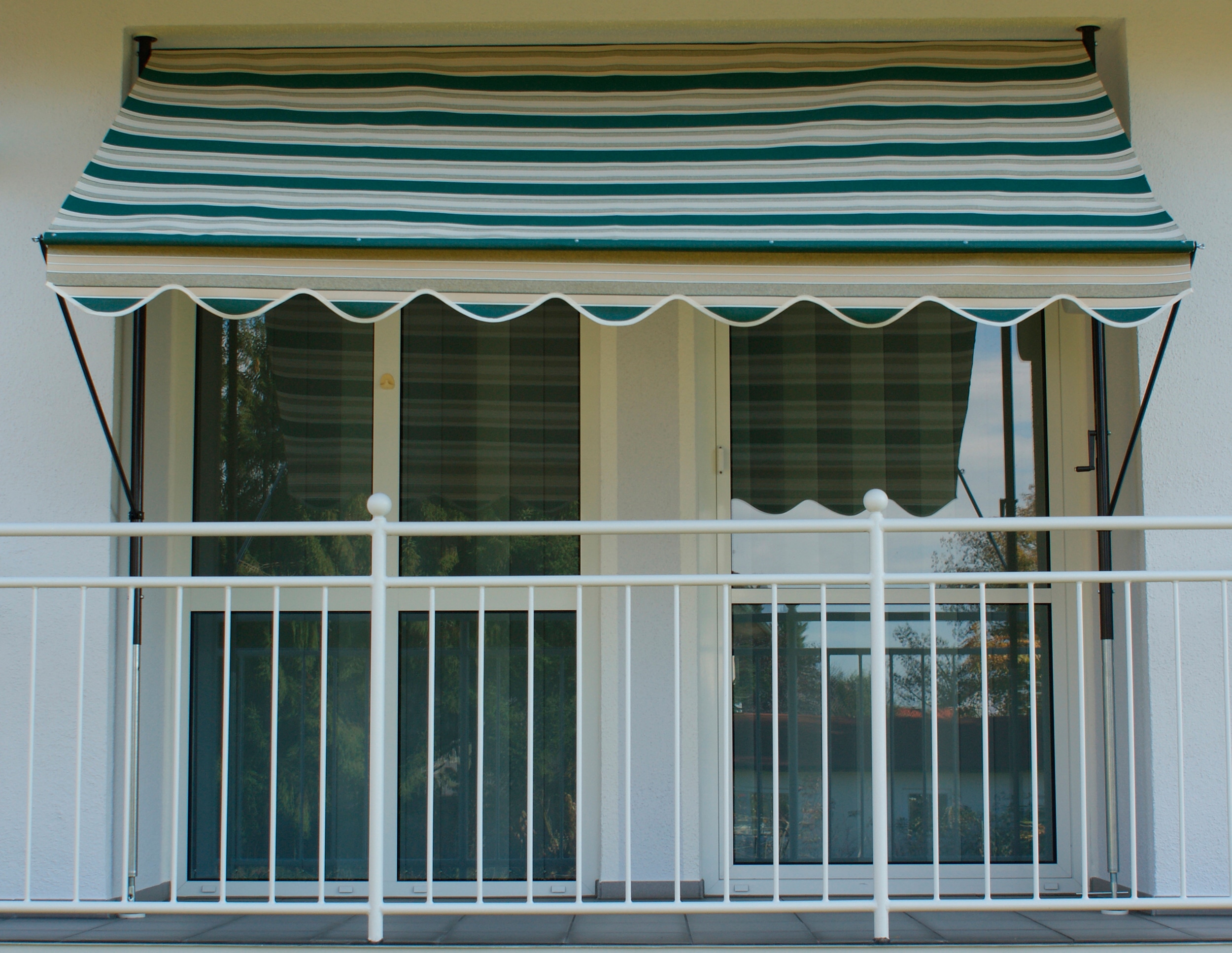 Klemmmarkise, grün (grün, beige), B:150cm, Polyacryl, ANGERER FREIZEITMÖBEL, Markisen, grün/beige, Ausfall: 150 cm, versch. Breiten