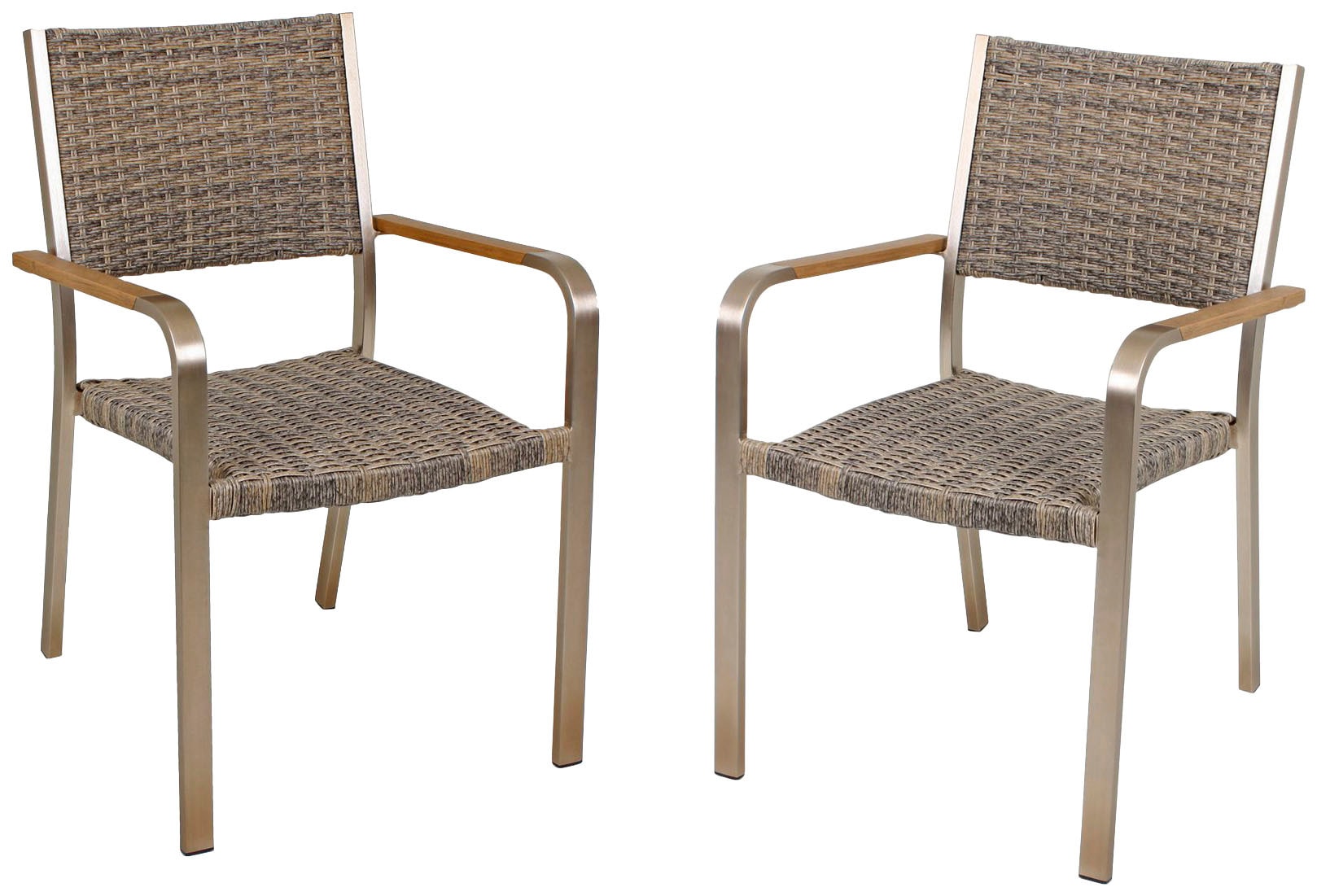 Stapelstuhl GARDEN PLEASURE "FLORENCE", braun (braun, champagner), B:55cm H:85cm T:60cm, Kunststoff, Stühle, 2er Set