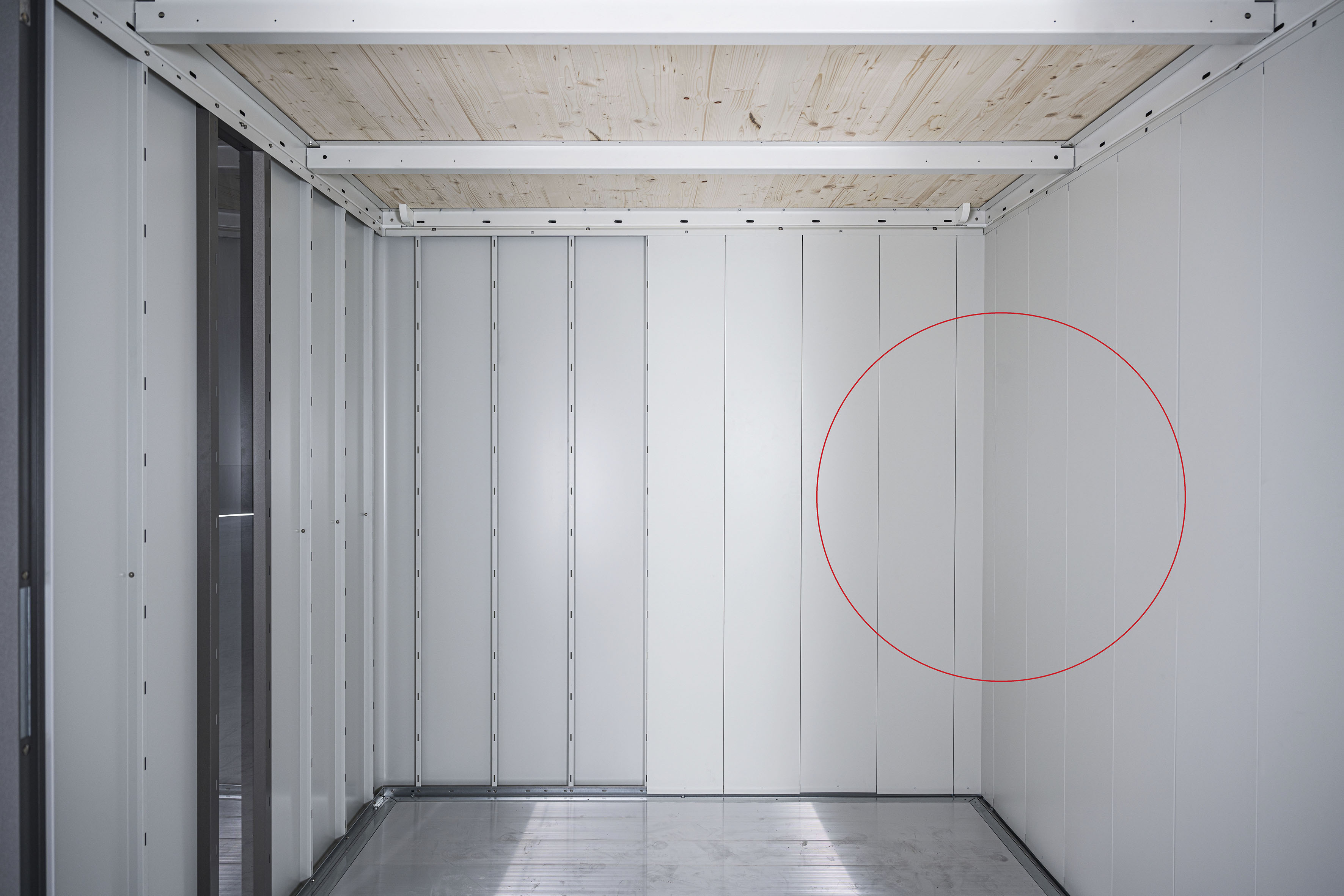 Gerätehaus-Innenwand BIOHORT, weiß, B:292cm H:222cm T:292cm, Stahlblech, Gartenhaus-Seitenwände, Innenverkleidung für Gerätehaus Neo 3C Image