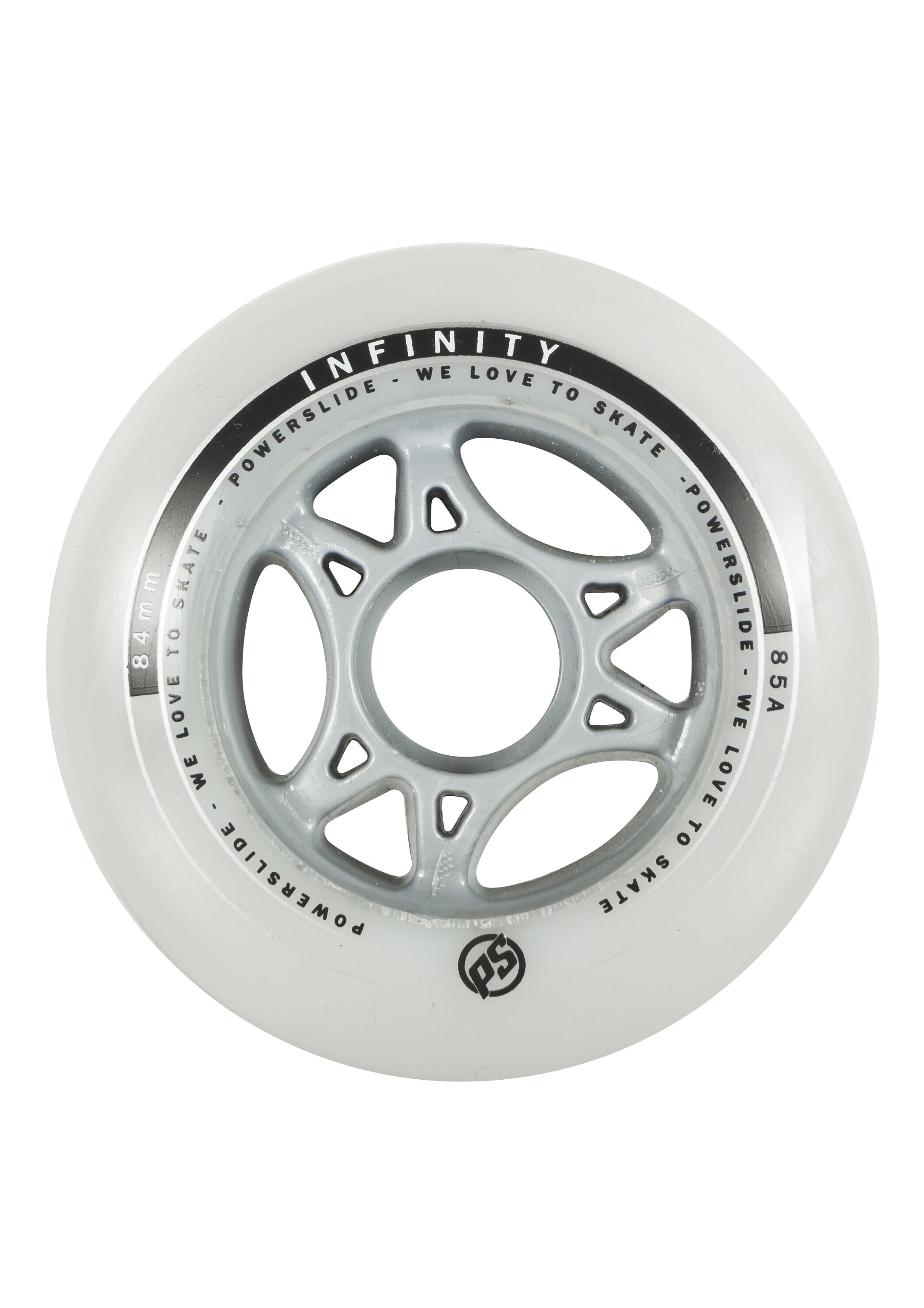 Inlineskates-Rolle POWERSLIDE "Infinity Fitness 4-Pack" Gr. 2, weiß, Räder, 8,4, Kunststoff