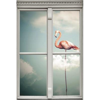 Wandsticker QUEENCE "Flamingo", rosa, T:0,1cm, Wandtattoos, Wandsticker, Wandbild, selbstklebend, 3D, Fenster Image