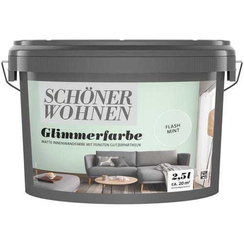 „SCHÖNER WOHNEN-FARBE Wand- und Deckenfarbe „“Trendstruktur Glimmerfarbe““ Farben 2,5 Liter, Wandfarbe mit funkelnden Glitzerpartikeln Gr. 2,5 l 2500 ml, grün (flash mint) Wandfarbe bunt“