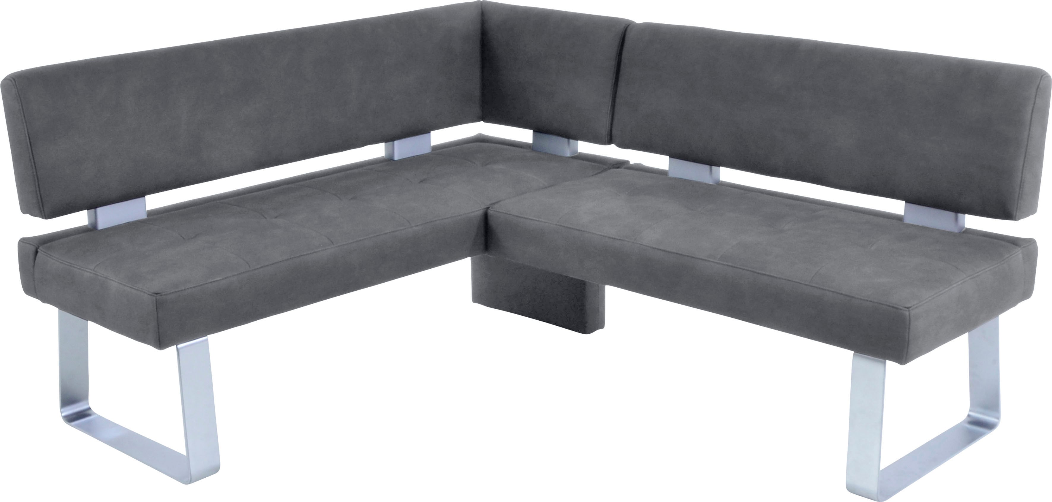 Eckbank K+W KOMFORT & WOHNEN "Santos II", blau (ocean), B:180cm H:87cm T:157cm, 100% Polyester, Sitzbänke, Eckbank, gepolstert, Eckbank, wahlweise langer Schenkel 180cm rechts oder links