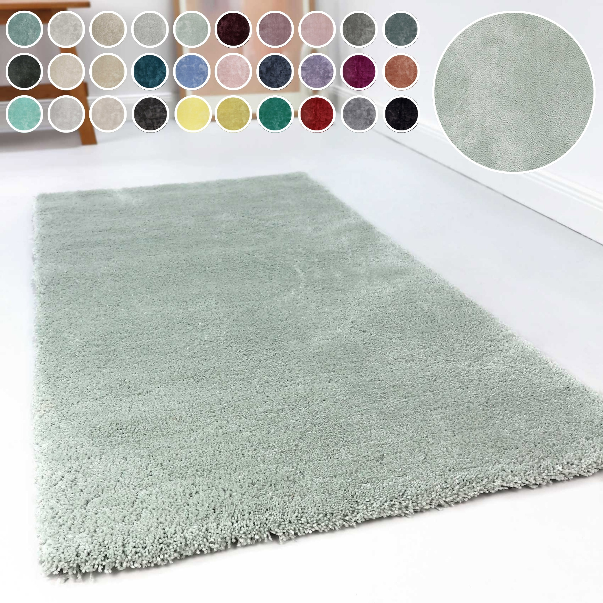 Hochflor-Teppich ESPRIT "Relaxx ESP-4150" Gr. 1, bunt (hellgrau, grün), B:70cm H:25mm L:140cm, Kunstfaser, Teppiche, Wohnzimmer, sehr große Farbauswahl, weicher dichter Hochflor