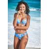 Bikini-Hose S.OLIVER "Maya", Damen, Gr. 36, N-Gr, blau (blau, bedruckt), Polyamid, floral, Badehosen, mit Ziergürtel