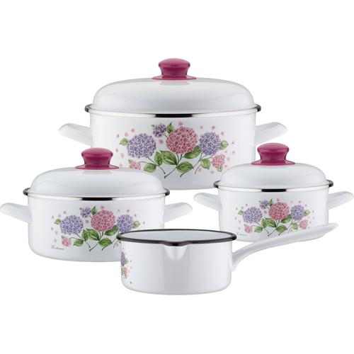 "Topf-Set GSW ""Hortensie"" Töpfe Gr. +, bunt (weiß, bunt) Topfsets Topf Induktion"