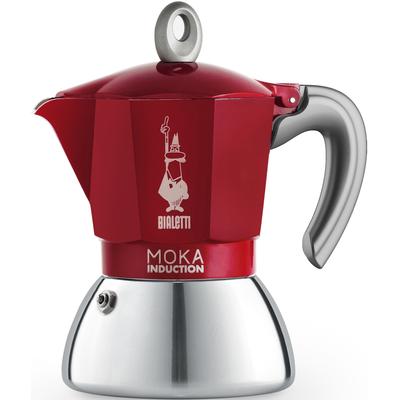 Espressokocher BIALETTI "Moka Induktion" Kaffeemaschinen Gr. 0,15 l, 4 Tasse(n), rot (edelstahlfarben, rot) Espressokocher