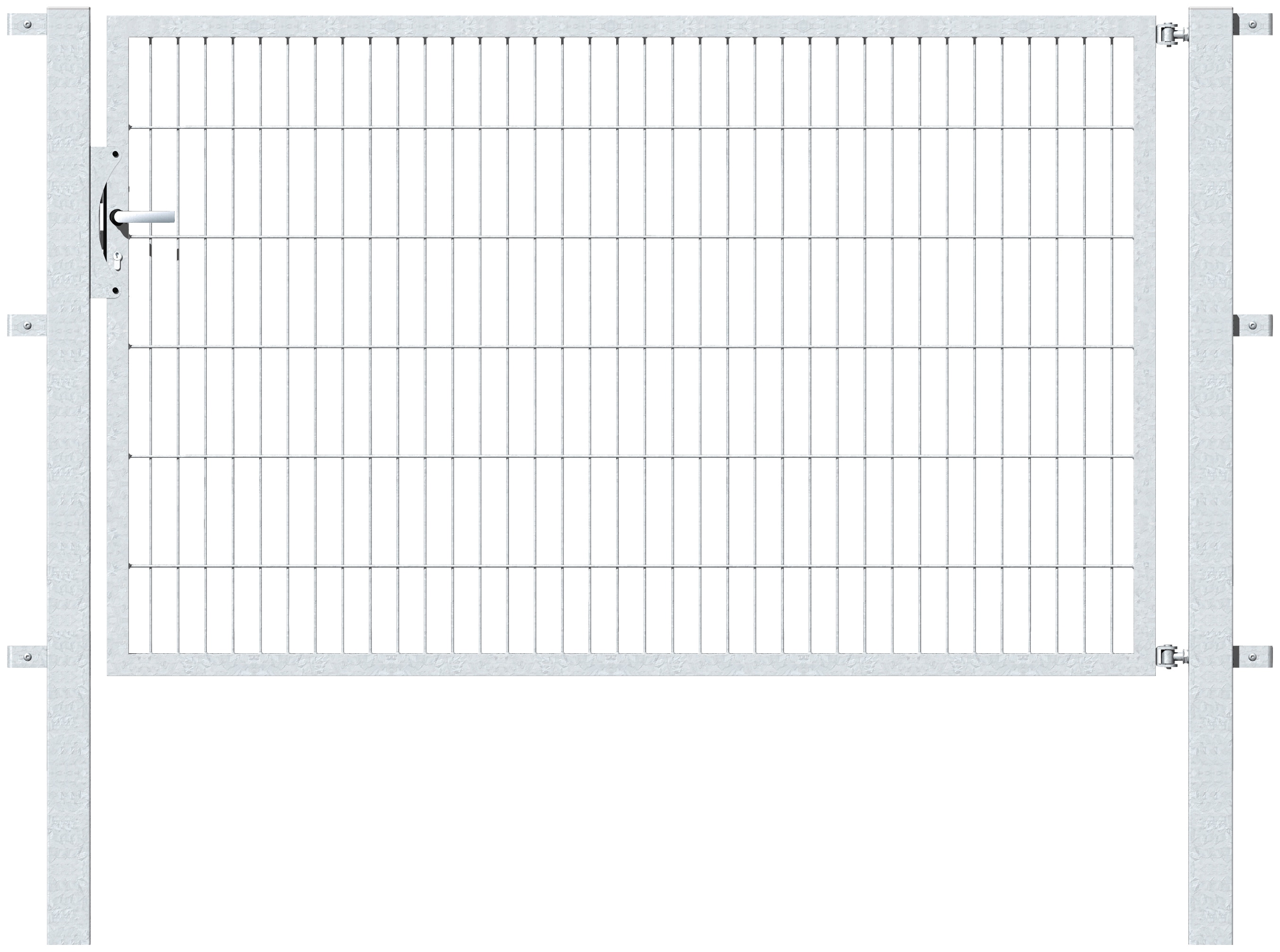 Zauneinzeltür ALBERTS "Flexo", silber (silberfarben), B:200cm H:120cm, Stahl, Tore, 200 cm Breite, in versch. Höhen
