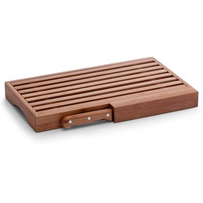 Brotschneidebrett ZELLER PRESENT, braun, B:23,5cm H:4cm L:39,5cm, Bambus, Schneidebretter, Inklusive Brotmesser