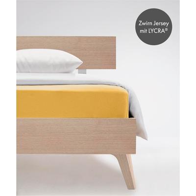 Spannbettlaken FLEURESSE "Comfort", gelb (sonne), B:140-160cm L:200-220cm, Jersey-Elasthan, Obermaterial: 96% Baumwolle, 4% Elasthan (LYCRA), Laken, Spannbettlaken, langlebig & bügelfrei,Perfekte Passform durch POWER-STRETCH Image