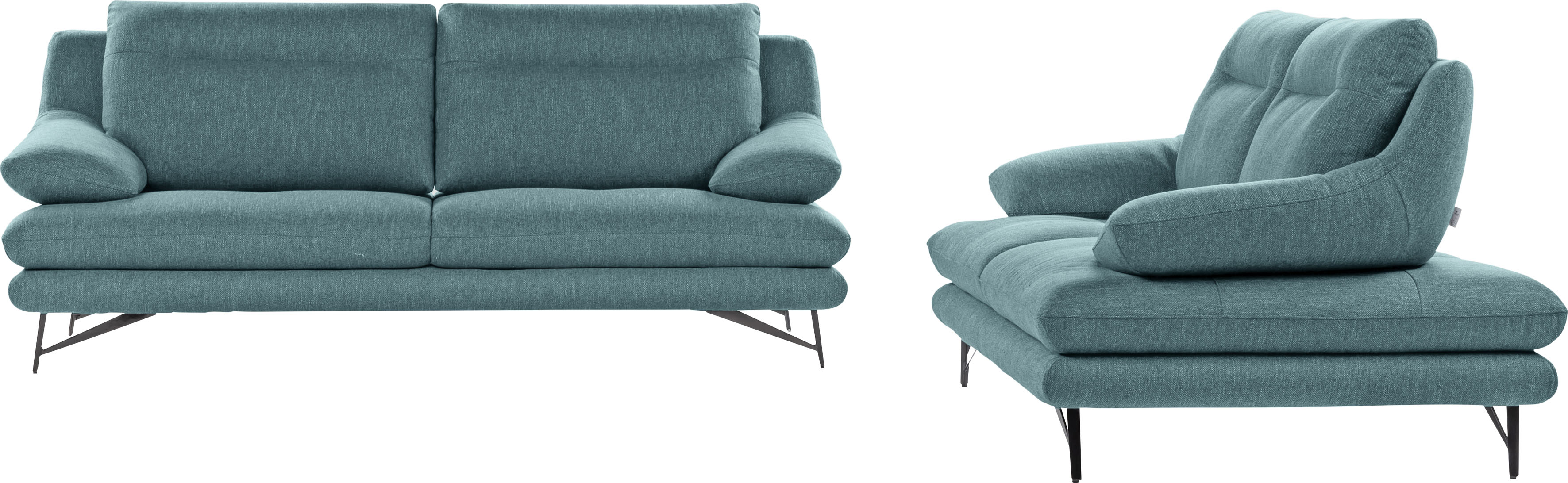 2-Sitzer CALIA ITALIA "Cezanne, italienisches Designsofa mit erstklassigem Sitzkomfort", blau (27 azzurro), B:180cm H:90cm T:96cm, Sofas, wahlweise mit Sitztiefenverstellung