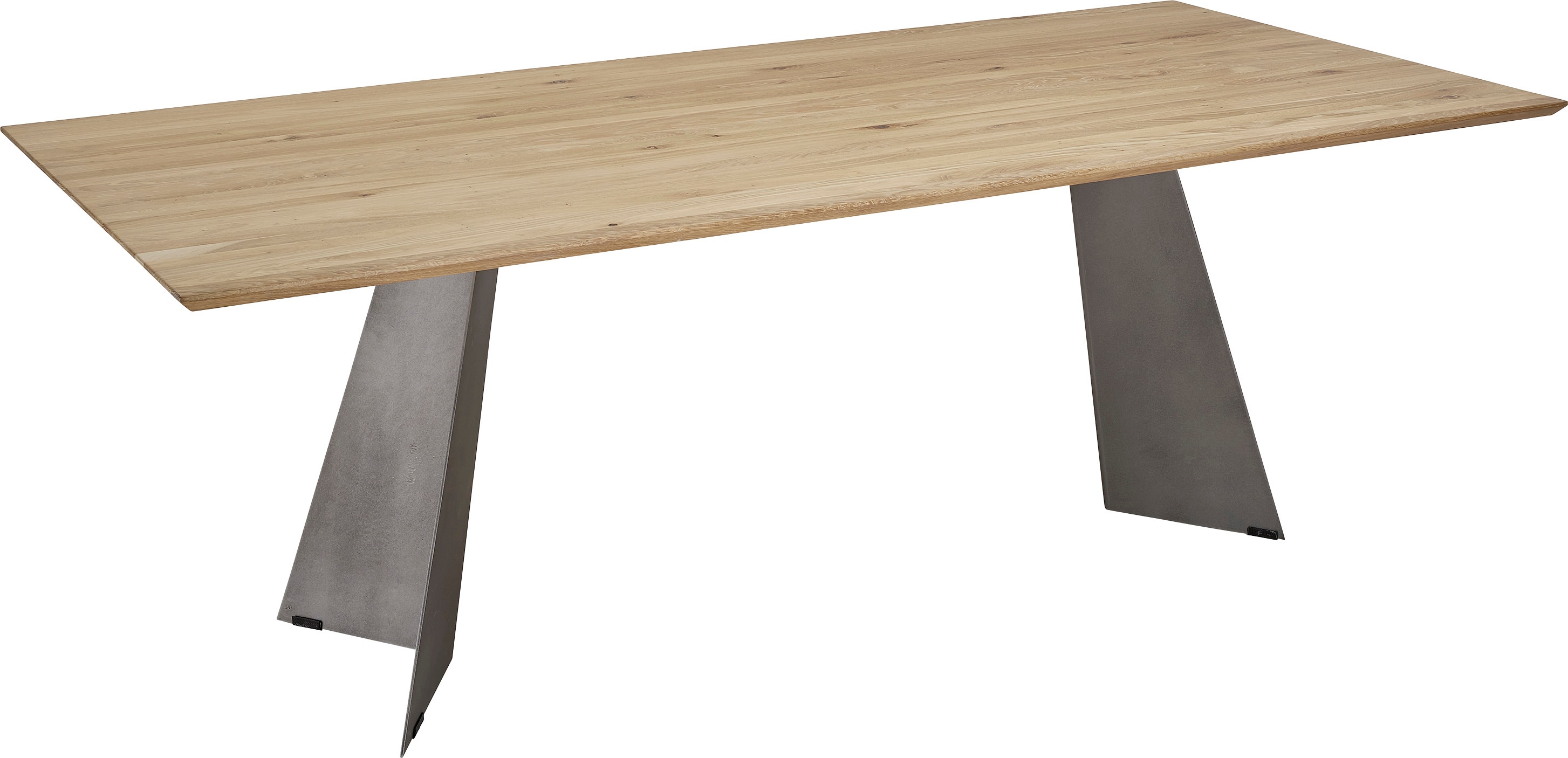 Esstisch K+W KOMFORT & WOHNEN "5252", braun (wildeiche bianco 434, stahlgrau), B:200cm H:75cm T:100cm, Tische, Rechteckiger Esstisch Esstisch Holz-Esstische, Wildeiche natur oder bianco, Untergestell in Metall, 3 Breiten wählbar