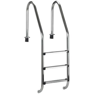 Poolleiter KWAD "Edelstahlleiter 3stufig breit 120cm", silber (silberfarben), B:50,0cm H:158,0cm, Edelstahl, Leitern, 120 cm Höhe