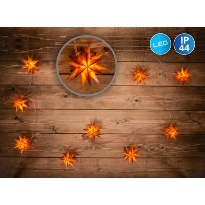 NÄVE LED-Lichterkette "Fairy Lights, Weihnachtsdeko, Länge Ges. ca. 740 cm, Zuleitung 500 cm", gold (goldfarben), Dioden 9 St. Flammen 9 St., Kabellänge 5m x Gesamtlänge 7,4m, Lichterketten, mit 9 Sternen in 3D Optik, Outdoor Weihnachtslichterkette,... Image