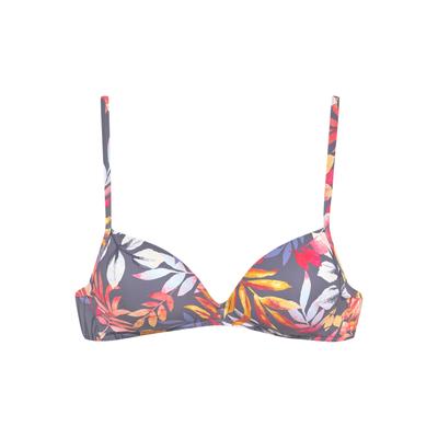 Triangel-Bikini-Top VIVANCE "Leilani", Damen, Gr. 36, Cup C, grau (grau, bedruckt), Microfaser, Recycling-Polyamid, Microfaser, bedruckt, floral, Bikini-Oberteile, Bedruckt – jedes Teil ein Unikat Image