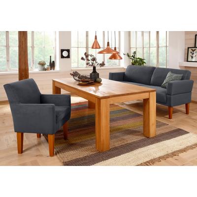Sofa HOME AFFAIRE "Fehmarn", grau, B:190cm H:98cm T:81cm, Microfaser in Antik Leder Optik aus 100% Polyester, Sofas, 2-Sitzer-Sofa 3-Sitzer-Sofa, in 3 Breiten Image