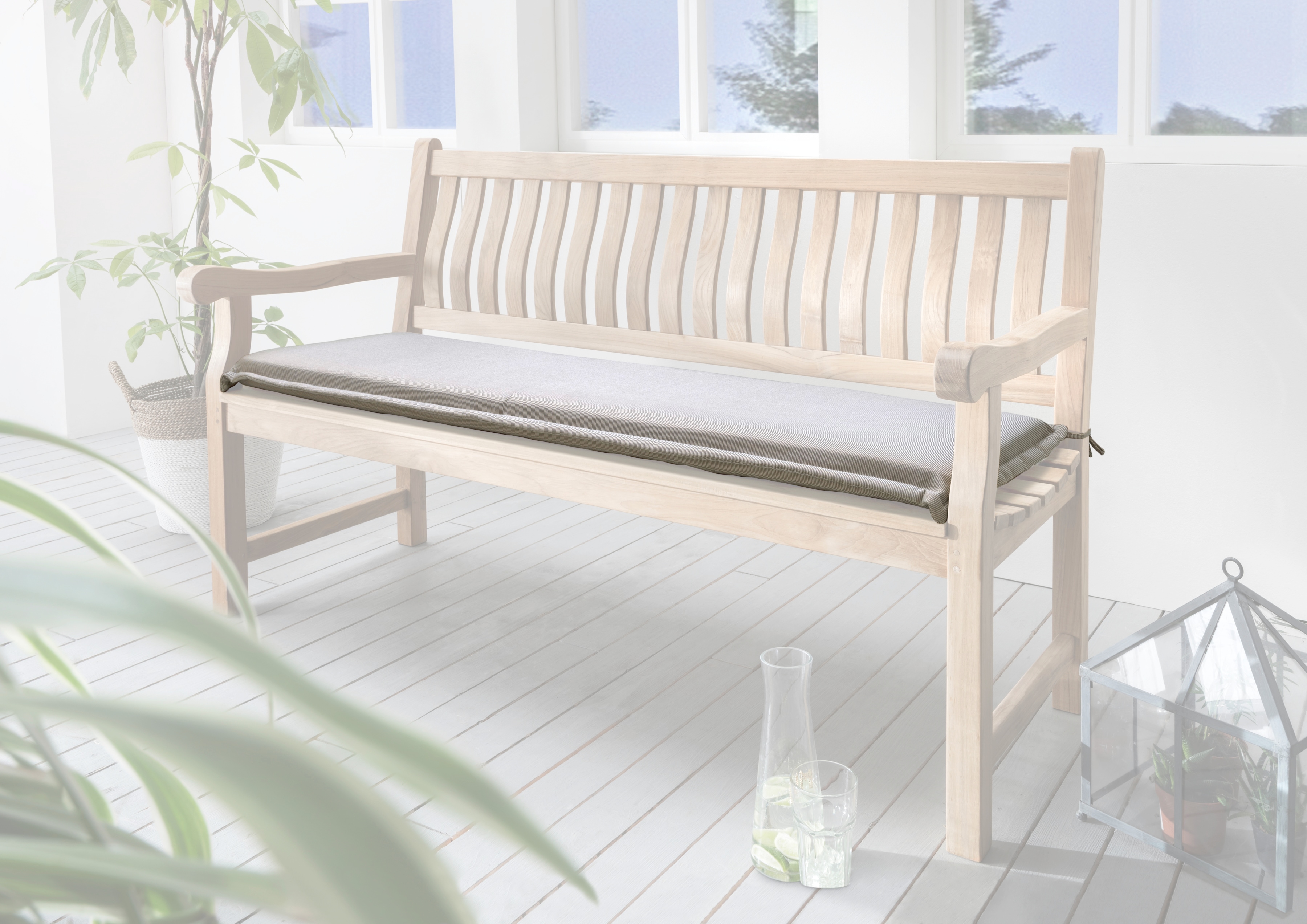 Bankauflage DESTINY "POLSTER", beige (sand), B:170cm T:45cm, Obermaterial: 100% Polyester. Füllung: 100% Polyurethan, Polsterauflagen, Bankauflage, Polyester