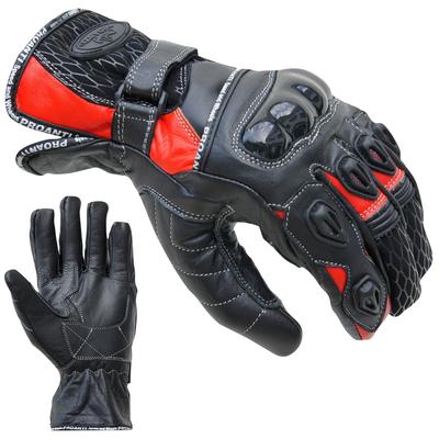 Motorradhandschuhe PROANTI Handschuhe Gr. XXL, rot (rot, schwarz) aus Leder, kurz geschnitten