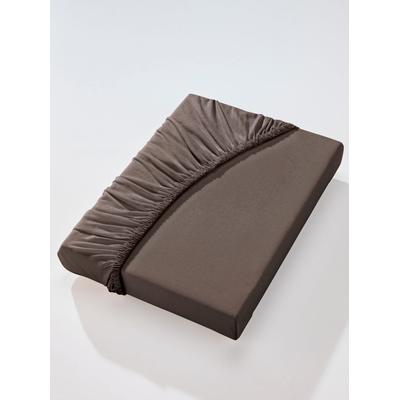 Betttuch BIBERNA Gr. 1, braun (schoko), B:90-100cm L:190-200cm, Jersey, 100% Baumwolle, Laken Image