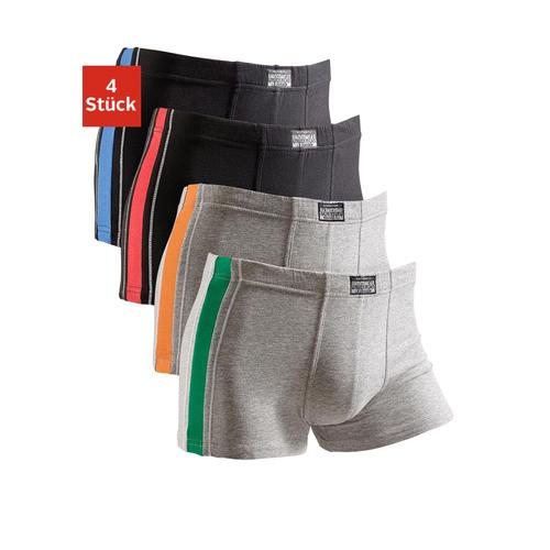 Boxer AUTHENTIC UNDERWEAR Gr. 6, grau (grau, meliert, grau, schwarz, schwarz) Herren Unterhosen mit kontrastfarbigen Streifen seitlich