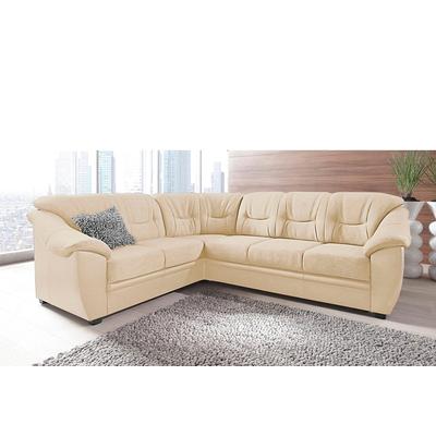Ecksofa SIT & MORE "Savona L-Form", beige (creme), B:262cm H:90cm T:212cm, PRIMABELLE-Microfaser (100% Polyester), SOFTLUX/Struktur (Korpus in Kunstleder, Sitz und Rücken in Strukturstoff aus 75% Polyester und 25% Viskose), Kunstleder SOFTLUX,... Image