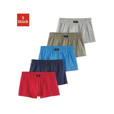 Boxer H.I.S "Boxershorts für Jungen", Kinder, Gr. 152, bunt (rot, blau, khaki, marine, grau, meliert), Jersey, Obermaterial: 95% Baumwolle, 5% Elasthan, unifarben, körpernah, Unterhosen, farblich sortiert oder nur schwarz Image