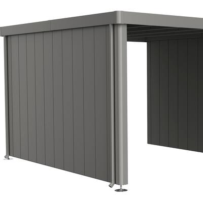 Gerätehaus-Seitenwand BIOHORT, grau (quarzgrau, metallic), B:315cm H:200cm T:4,3cm, Stahlblech, Gartenhaus-Seitenwände, für Seitendach von Neo 4A-4D