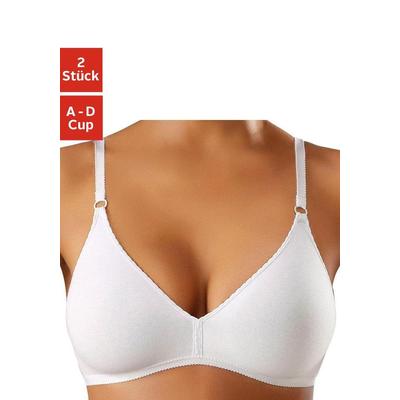 Bralette-BH PETITE FLEUR, Damen, Gr. 70, Cup A, weiß (2xweiß), Jersey, Obermaterial: 95% Baumwolle, 5% Elasthan, Basic, 