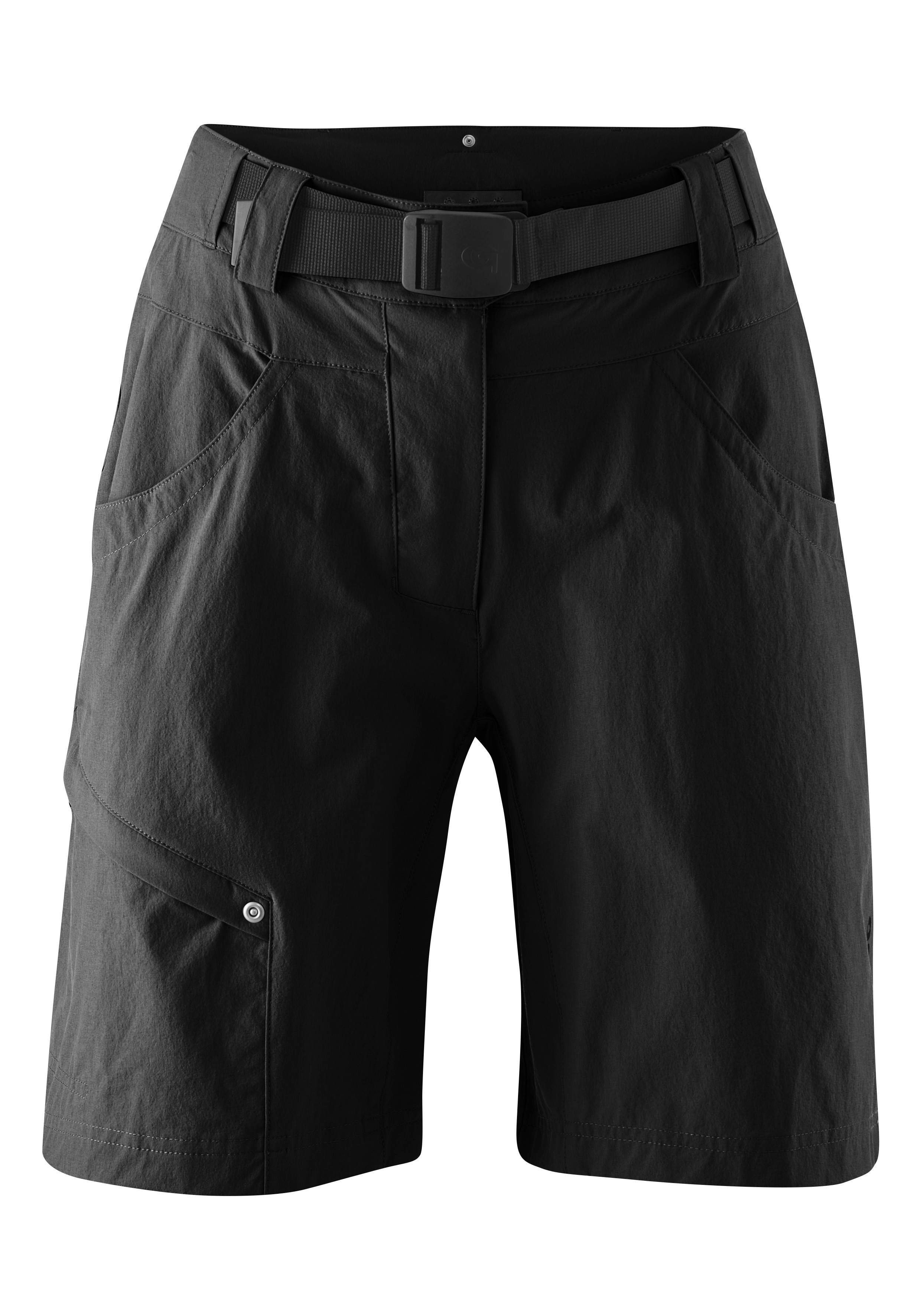 Fahrradhose GONSO "Mira Basic", Damen, Gr. 50, Normalgrößen, schwarz, 90% Polyamid, 10% Elastan, Hosen, kurze Damen Radhose mit Sitzpolster, wasserabweisend, inkl. Gürtel Image