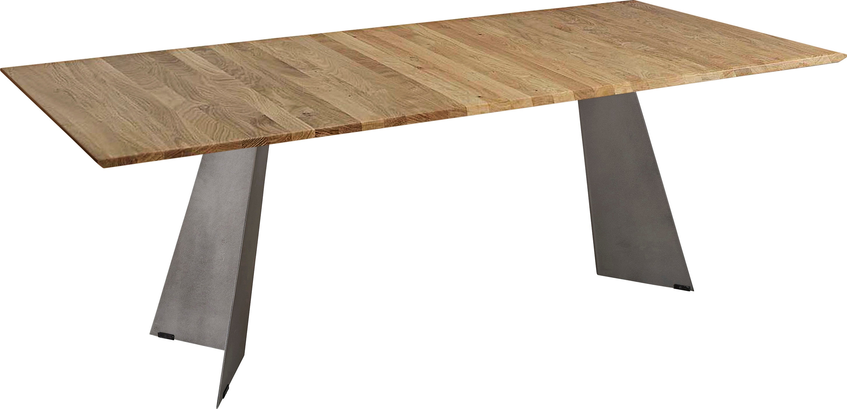 Esstisch K+W KOMFORT & WOHNEN "5252", braun (wildeiche natur 433, stahlgrau), B:220cm H:75cm T:100cm, Tische, Rechteckiger Esstisch Esstisch Holz-Esstische, Wildeiche natur oder bianco, Untergestell in Metall, 3 Breiten wählbar