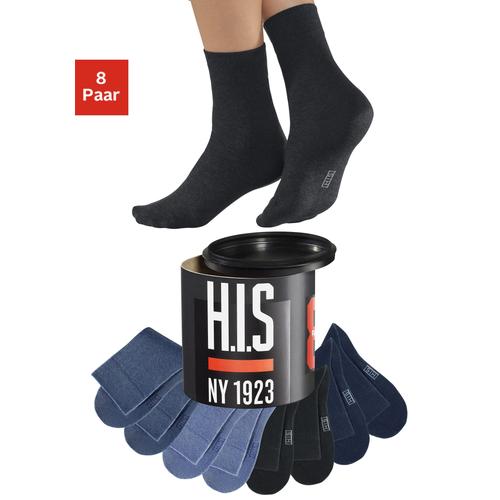 Socken H.I.S Gr. 47-48, bunt (schwarz, marine, jeans) Damen Socken in der Geschenkdose