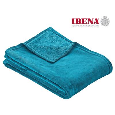 Wohndecke IBENA "Uni Fleecedecke Olbia", blau (petrol), B:150cm L:200cm, Wohndecken, einfarbig schick, Kuscheldecke Image