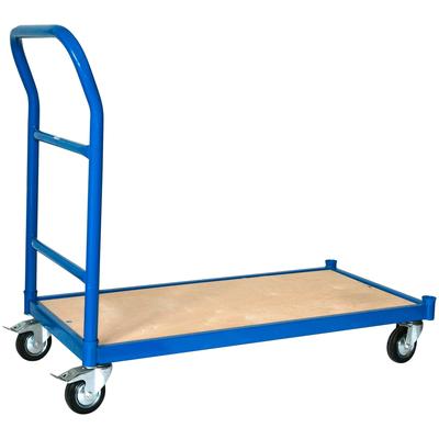 Transportwagen SZ METALL "Professional", bunt (blau, holzfarben), B:50cm H:90cm L:100cm, Stahl, Gummi, Holz, Transportwa