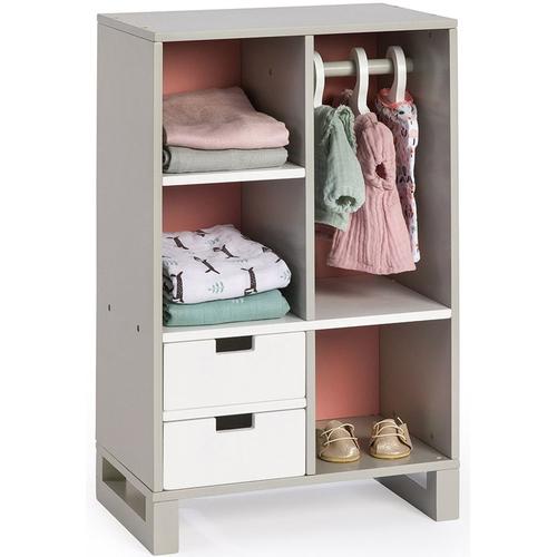 Puppenkleiderschrank MUSTERKIND ""Viola, grau/weiß/altrosa"" Puppenmöbel rosa (grau/weiß/altrosa) Kinder