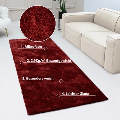 Hochflor-Läufer BRUNO BANANI "Dana Teppich, Kundenliebling" Gr. 12, rot, B:80cm H:30mm L:250cm, Kunstfaser, Teppiche, Brücke, uni, weich, Mikrofaser, Diele, Flur, Wohnzimmer, Schlafzimmer Image