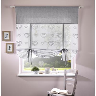 Gardine MY HOME "Louis" Gr. 3, grau, B:100cm H:140cm, Baumwolle (Bio-Baumwolle), Gardinen, halbtransparent, einseitig bedruckt Image