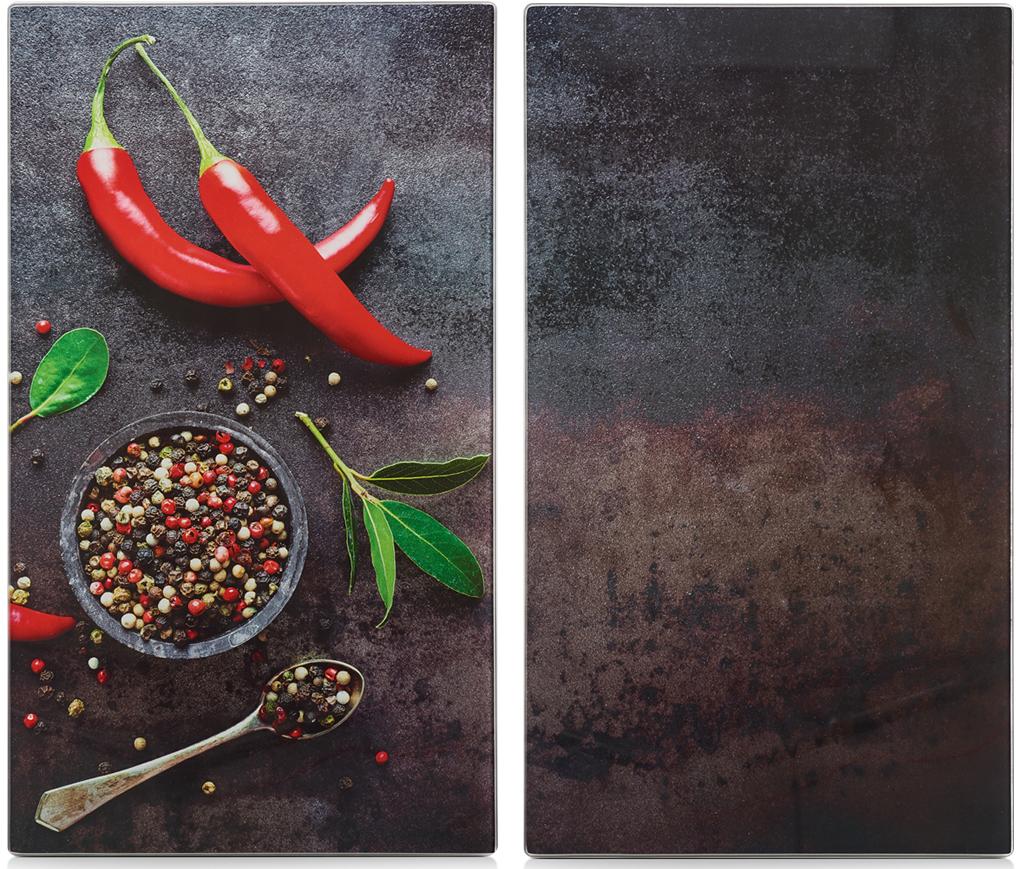Schneide- und Abdeckplatte ZELLER PRESENT "Chilli", bunt, B:30cm L:52cm, ESG-Sicherheitsglas, Herdabdeckplatten, Silikonfüßen Image